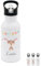 wunderwunsch® - Personalisierte Trinkflasche Kinder Edelstahl [ 500ml ] - Robuste Trinkflasche mit Namen - Wasserflasche mit Trinkhalm - Personalisierte Geschenke für Kinder (Reh Girlande)