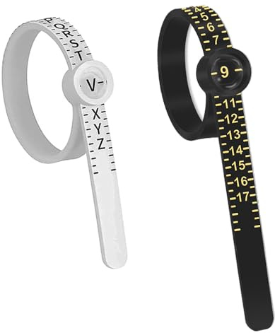 2 PCS Ring Sizer Gauge, US Size 1-17 & UK Size A-Z, Black + White | Adjustable Finger Size Measurer, With Magnifying Glass, Ring Sizer Measuring Tool, For Measuring Rings Diameters