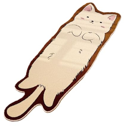 OADAA Cat Tufted Rug - 40X120cm, Cat Shaped Rug, Irregular Shaped Rugs, Washable Absorbent Non-Slip Fun Animal-shaped Cartoon Room Floor Mat, Soft Bedside Rugs for Bedroom, Cats Doormat, Style C