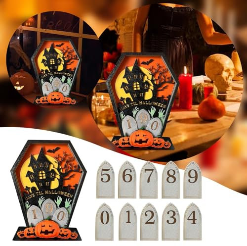 Academic Calendar 2024-2025 1 PCS Halloween Whole Year Countdown Calendar 365 Days Interchangeable Numbers Halloween Coffin Calendar Halloween Shaped Countdown Japan Calendar 2022 (Orange, One Size)