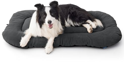 BEDSURE Waschbares Hundekissen mit Rutschunterseite, 104x69cm, Dunkelgrau | XL Übergroße Matte für Großrassen, dicke weiche Polsterung, rutschfeste Basis, praktisches waschbares Design