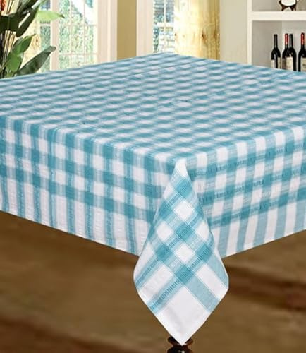 Snugglemore Seersucker 100% Cotton Tablecloth Sizes Napkins Also Available (Teal, 50 x 50)