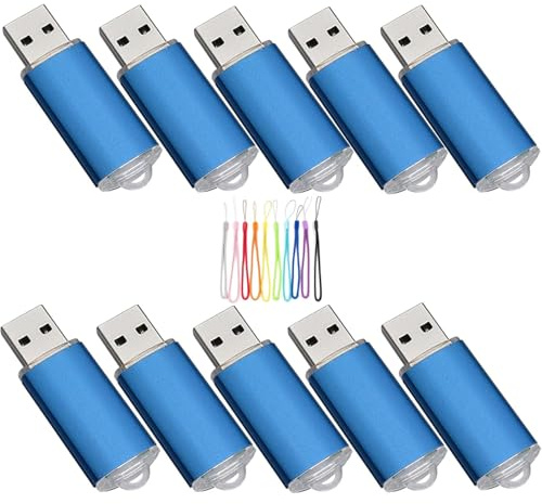 Yaxiny 10 chiavette USB da 4 GB 2.0 USB Flash Drive Memory Stick USB Flash Drive 10 Pack USB Drive 4 GB blu