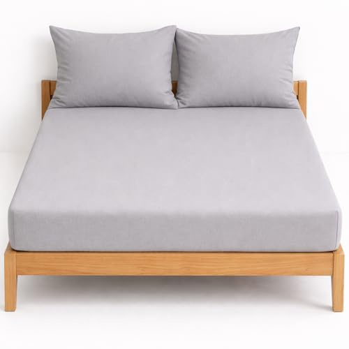 NIYS Luxury Bedding Finest 100% Egyptian Cotton 10/25CM Fitted Sheets in 15 Colours (Silver, Super King + pillow case pair)