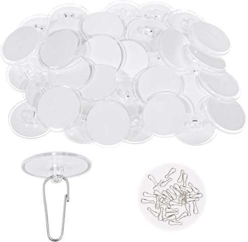 Qaum 100 PCS Adhesive Ceiling Hook, 2cm Small Clear Sticky Hooks Hanger No Drilling Removable Hanging Buckle Punch-Free for Bird Feeders, Lanterns, Wind Chimes, Easter Festival Party Decoration