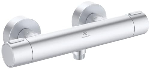 Ideal Standard Ceratherm Alu+ Exposed Shower Mixer 292x105x72 mm, 12 l/min (3 bar), Thermostatic Function, Water & Energy Savings, Core Elements from Aluminum, in Silver Finish