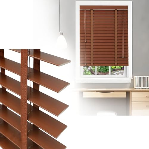 Holzjalousie Klemmfix Holz Jalousie Innen, 5cm Lamellen Jalousien 45 80 190 75 160 120 135 150 170 65 200 215 110, Horizontale Jalousette Verdunkelungs Blendschutz, Einfache Montage(Light Walnut)