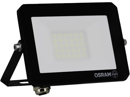 Osram LUX LED Flutlicht modern 20W, 1800lm, 6500K, IP65, Aluminium Schwarz, Außenstrahler, Milchglas