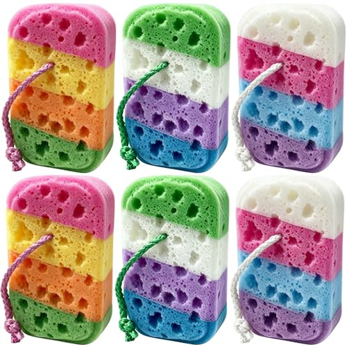 6PCS Badeschwamm Duschschwamm Seifschwamm Badeknäuel für Erwachsene - Sanfter Peeling Schwamm,duschschwamm körper,Waschschwamm