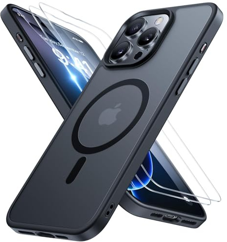 miracase for iPhone 16 pro Case with MagSafe & 9H+Screen Protector, Black