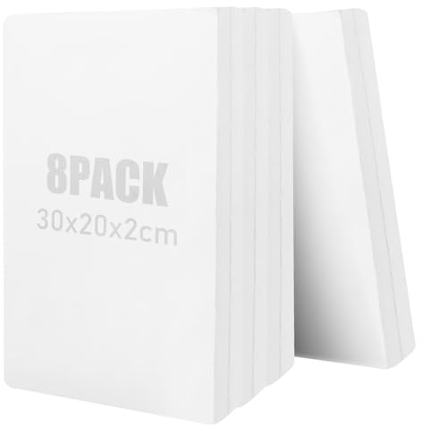 YAYODS 8 Stück Polystyrol-Hartschaumplatten 30 × 20 × 2 cm - Weiße Schaumstoffplatten Zum Schneiden, Bastelplatten Für Modellbau, Dioramen Und Landschaftsgestaltung