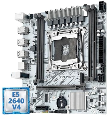 SHEENYXH Scheda Madre Fit for Machinist Bianco X99 Kit Scheda Madre Set Opzione Xeon E5 2640 V4 LGA 2011-3 CPU DDR4 2 * 8G=16GB RAM NVME/SATA M.2 PR9-H Combo(Motherboard+CPU)