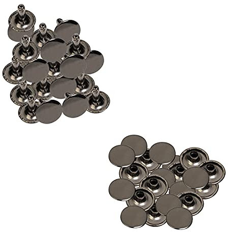Doppel Cap Nieten, Tubular Metallbolzen für Kleidung Reparatur und Austausch, Nähen, Leder Crafting, Verschönern, 10mm x 9mm, Gunmetal Schwarz, 100 Sets