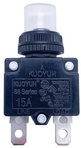 KUOYUH 15A 88 Series Disjoncteur 125/250VAC 50/60Hz Push-to-Reset (15A)