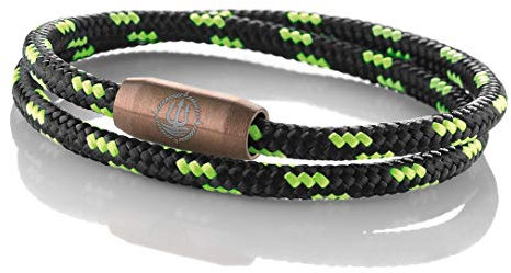 Maritimes Seemannsgarn Segeltau Armband Usedom schwarz-grün 4mm, Leutnant (braun), L - Gelenkumfang von 16,5 cm bis 18 cm