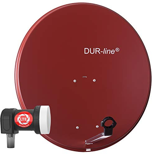 DUR-line MDA 80 Rot - Digiatale 1 Teilnehmer Satellitenschüssel Komplett-Anlage mit +Ultra Single - LNB [Camping, Astra 19,2°, DVB-S/S2, Full HD, 4K, 3D]