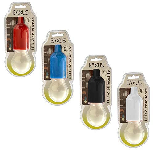 Eaxus 4er Set LED Ziehleuchte Mehrfarbig Kabellose Allzweckleuchte Blau Rot Schwarz Weiß Deko Zuglampe Batteriebetrieben Bunt