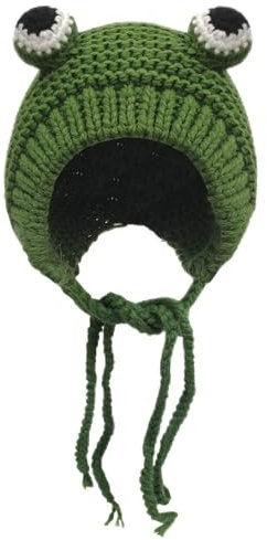 Cnorialy Froschmütze, niedlich, gehäkelt, gestrickt, Froschmütze, für Cosplay, Foto-Requisiten