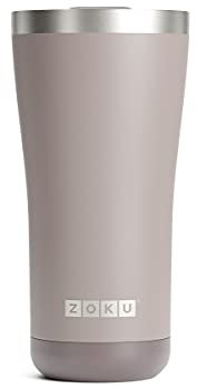 Zoku Pulverbeschichteter Becher, Esche, 590 ml, hochwertiger Edelstahl und vakuumisoliert, speziell drehbarer Deckel für Trinken und Strohhalm