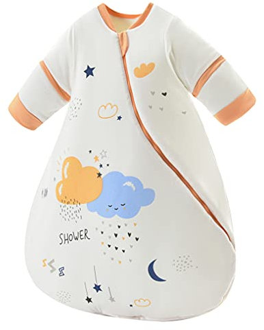Chilsuessy Baby Schlafsack Winter 3.5 Tog Schlafsack mit abnehmbar Langarm super warm Kleinkinder Schlafsack für Jungen und Mädchen, Wolke, 80cm/Baby Höhe 75-85cm