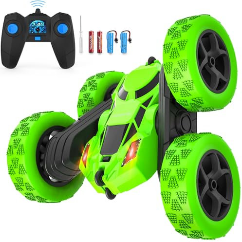 cosone RC Stunt Car - 2.4GHZ 4WD Off Road Car, Double Sided 360° Rotating, Gifts for 6+ Years Old (Green)
