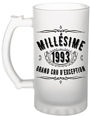 Chope de bière 1993 anniversaire 32 ans | Verre à bière Pinte idée cadeau original | Imprimé en France