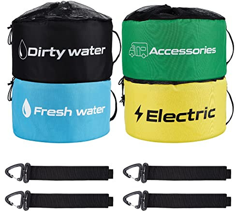 Wohnmobil-Schlauch-Aufbewahrungstaschen, wasserdichte Campingzubehör-Taschen für Reiseanhänger, Aufbewahrung und Organisation, Abwasserschläuche, Frisch-/Schwarz/Wasserschläuche, elektrische Kabel, 4