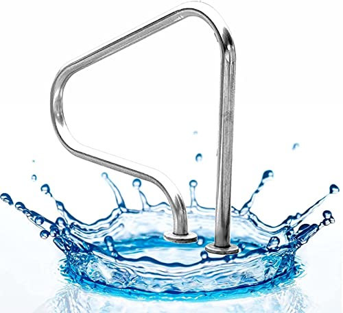 FALIYORS Pasamanos de Piscina con Placa Base y Cubierta de Agarre, riel de Escalera de Piscina para Entrada de Piscina enterrada 80X27X80cm