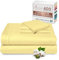 Pizuna Coton Peigné Parure de Lit 180x200 cm 2 Personnes Jaune Doux, 100% Coton Longue durée 400 Fils de Satin, 1 Drap Housse, 1 Drap Plat, 2 Taie d'oreiller, 1 Traversin (Draps de Coton 5 Pièces)
