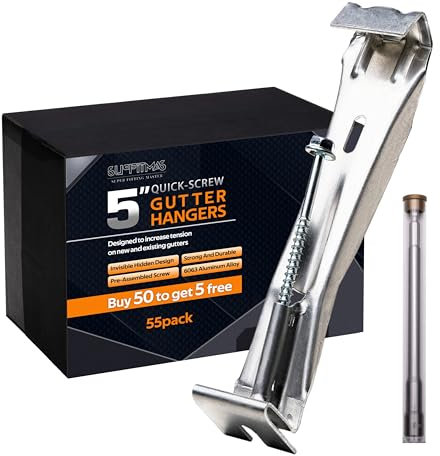SUPFITMAS Dachrinnenaufhänger, 12.7 cm, 55 Stück (+ 10 % Menge und ein kostenloser Mutterschlüssel), Hakenzubehör mit Schraubclip-Stil, verstärkte Dachrinnen (50 + 5 Stück)