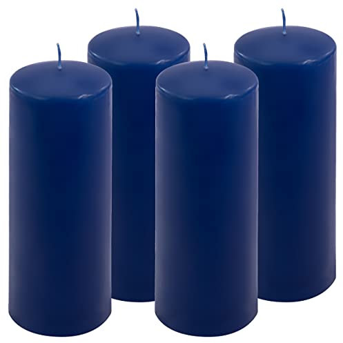 Stumpenkerze Höhe 20 cm Ø 7,5 cm lange Brenndauer Rund-Kerze Säulenkerzen Kerzen-Deko Tafelkerzen Weihnachts-Kerzen Hochzeit Xmas (blau, 4)