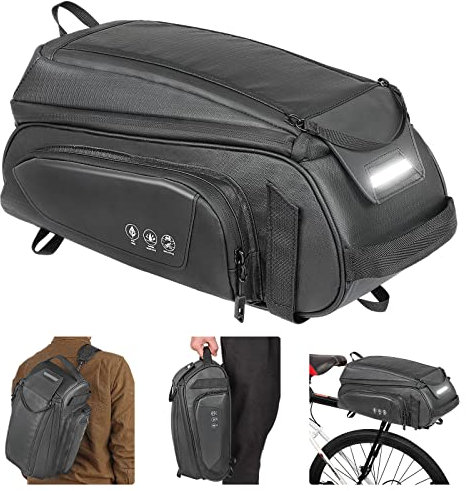 QYCHHJ Fahrradgepäckträgertasche 8L Wasserdicht Fahrrad Heckträger Tasche Ausziehbar Fahrrad Aufbewahrungstasche mit Schultergurt Fahrradträger Sitztasche Fahrrad Satteltasche Outdoor Fahrrad
