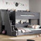 Flair Furnishings Small Double Bunk Beds for Kids, Staircase Bunk Bed with Storage, Heavy Duty and Sturdy, Cosy, Stylish, Space-Saving Design (Grey)