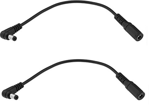 Create idea Lot de 2pcs Câbles d'extension d'alimentation DC à 90 Degrés 5.5mmx2.1mm à Angle Droit Mâle vers Femelle Cordon d'extension de Prise Jack pour Caméra de Sécurité CCTV 20cm