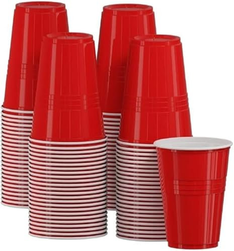 Coreint Plastic Cups Red 50 PCS x 12oz -Durable BPA Free Party Cups-Red Glasses for Christmas,Garden,Weddings,Birthday,Annivarsary, Picnics – Reusable & Recyclable