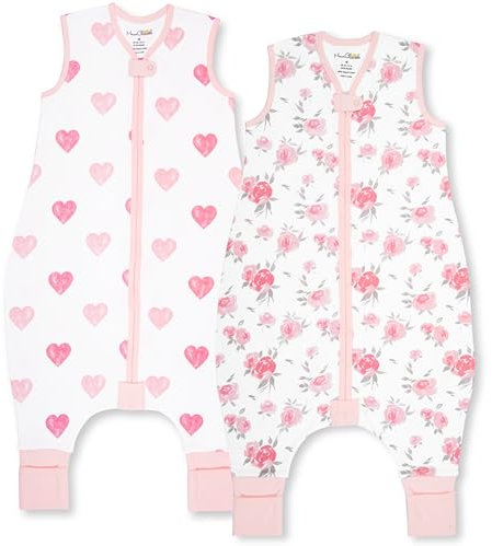 Mama Cheetah Baby Schlafsack mit Füße 0.5 TOG, Sommerschlafsack, Bio-Baumwolle Baby Schlafsäcke ohne Ärmeln Babyschlafsack mit Beinen für Säugling Kinder Junge Mädchen, 90cm (Baby Höhe 92-102cm)