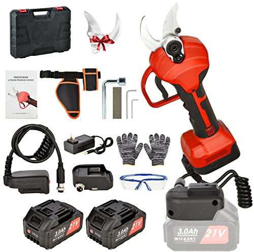 Vothen 40mm Forbici Potatura Elettriche - Progressivo Cesoie Potatura Elettriche Con 2 21V/3000 mAh Batteria, Forbici a Batteria da potatura per Giardinaggio(rosso), USGHQ4861359ORC9