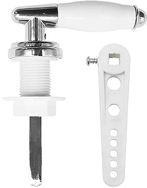Anwangda Ceramic Toilet Flush Handle, Toilet Flush Handle Replacement Kit, Universal Rustproof, Wear-Resistant Fit Toilet Cistern Handle Chrome Plated Metal Handle for Cistern Tank Lever, WC(White)
