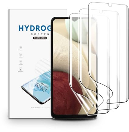 nvskvd Film Hydrogel pour Samsung Galaxy A12, 3 Pièces TPU Film Protection Écran HD Clair Doux Transparent Film de Protection d'écran