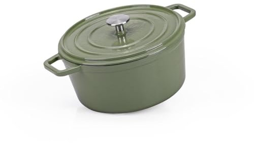 Berndes Bräter B.iron 5L mit Deckel - 26 cm - Gusseisen mit Emaillebeschichtung - Kochtopf zum Schmoren und Braten - Induktionsgeeignet - für alle Herdarten - Grün