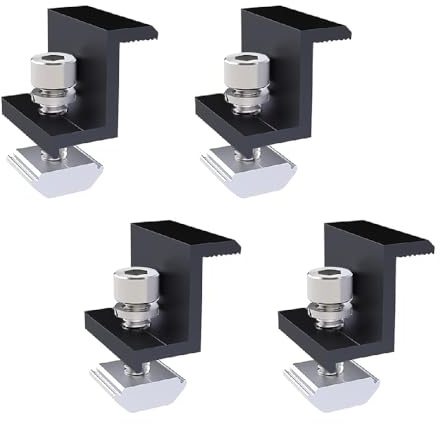 4 Pcs Solar Panel Bracket End Clamp, 45mm Aluminum Solar Panel Z Brackets with Nuts and Bolts, Solar Panel Mounting Brackets for Motorhomes, Roofs, Walls