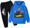 zhaojiexiaodian Ragazzi Unisex 3D Print Pullover Bambini Jogging Felpe Felpa Tuta Abbigliamento Sportivo Outwear Maglione Hip Hop Streetwear Top con Cappuccio (IT, Numero, 140, Blu C)