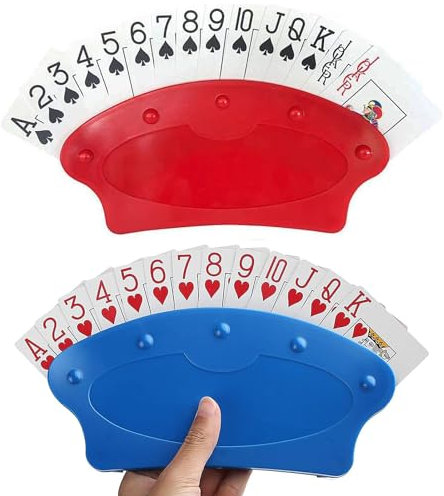 Elegance-go Support de Jeu de Cartes,2 Pièces Titulaire De Cartes à Jouer Support De Poker en Plastique Porte-Cartes à Jouer pour Enfants Adultes Seniors Accessoires de Jeu de Cartes