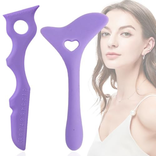 2 Pezzi Stencil per Eyeliner Punte,Aiuto per Eyeliner in Silicone,Strumento per Trucco Occhi Rapido,Aiuto per Rossetto Riutilizzabile,Mascara in Silicone Riutilizzabile Strumento per Il Trucco(Viola)