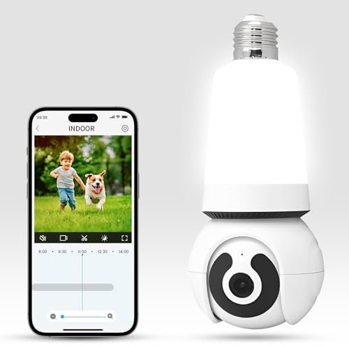 YnGia Bulb Security Camera with Light Outdoor Light Bulb Camera 2.4GHz Wireless WIFI Camera for Home Security Outside Indoor, Motion Detection, Color Night Vision, Two-way Talk