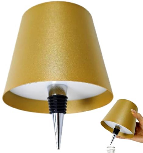 Brabola Wireless Bottle Lamp, Wine Bottle Light Kit for Liquor Bottles 3 Color Dimmable Battery Operated Rechargeable Table Lamp Shade for Restaurant, Home,Home, Office, Bar, Christmas (Gold)