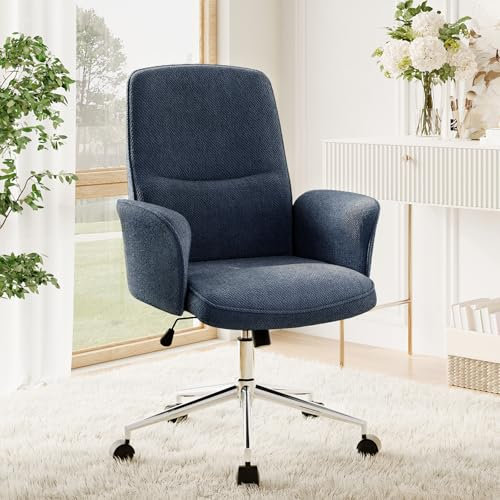 COLAMY High Back Shell-förmigen Bürostuhl, Moderne ergonomische Home Computer Schreibtischstuhl mit Einstellbarer Höhe, Swivel Rolling Lounge Task Chair für Erwachsene Arbeiten/entspannen, Blau