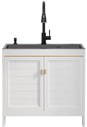 Wäschespüle mit Unterschrank, freistehende Küchenspüle mit herausziehbarer Armatur Hauswirtschaftsraum, Küche, Bad, Keller
