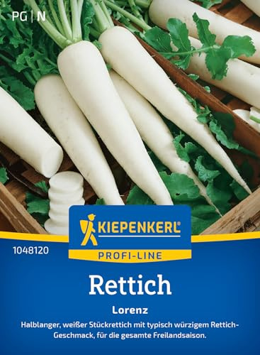 Kiepenkerl Rettichsamen Lorenz 1048120, Gemüsesaat | Halblanger Rettich für die gesamte Freilandsaison, ertragreiche und schossfeste Gemüsesamen, schnellwachsend