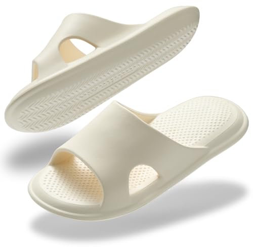 Misolin Ciabatte Donna Estive Casa Pantofole Leggere Uomo Doccia Sandali Comode Antisudore Slide Piscina Spiaggia Scarpe Unisex,Beige W9(39-40 EU)